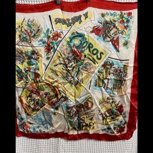 Vintage Plaza Tarde de Toros Madrid Silk Scarf 30” x 30”